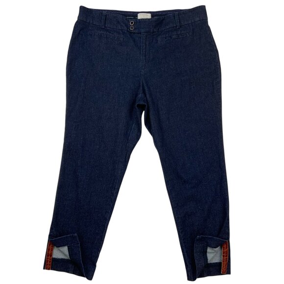 Anthropologie The Essential Slim Jeans 16W High Rise Ankle Dark Wash Slit Cuffs - Picture 1 of 13